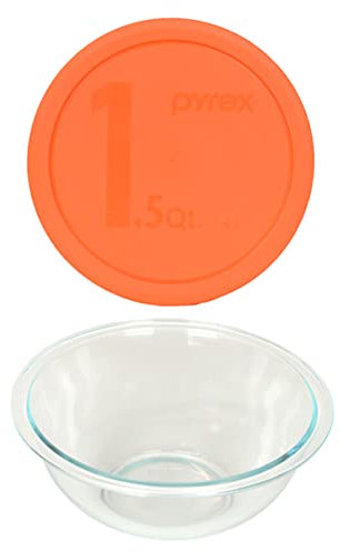 Pyrex (1 323 1.5qt Glass Mixing Bowl, & (1) 323-PC 1.5qt Orange Mixing Bowl Lid