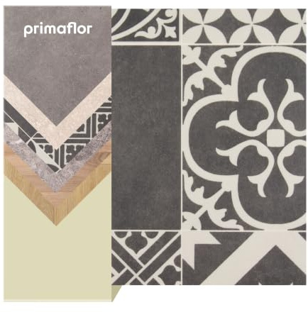 Primaflor PVC Bodenbelag Turvo | Fliese Lissabon | 200x1000 cm | Textilrücken, R10 und 2,5 mm Gesamthöhe; für Fußbodenheizung sowie Wohn-, Büro- und Feuchträume geeignet
