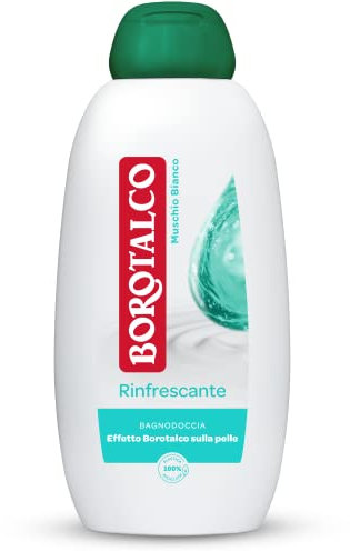Borotalco Refreshing Shower Bath, White Musk, Body Foam, Cooling Formula, Moisturizing Freshness, Borotalk Effect on Skin, Dermatologically Tested, 600ml Bottle