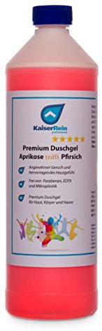 KaiserRein Duschgel Aprikose-Pfirsich 1 L I DERMATEST - Sehr Gut I für Damen Herren I das gut riechende Duschgel ist als Nachfüllbeutel für Spender geeignet I eignet sich als Badezusatz und Shampoo