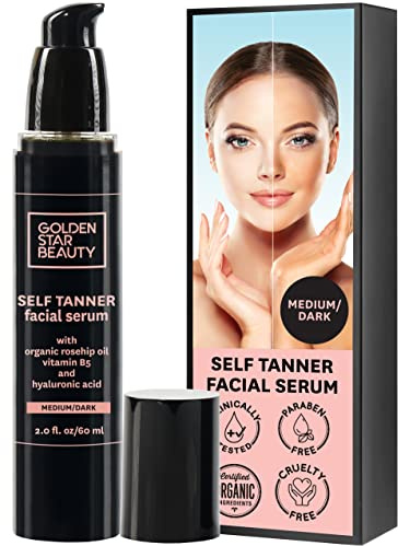 Face Tanner – Self Tan Serum w/Hyaluronic Acid and Organic Oils, Self Tanners Best Sellers, Facial Sunless Tanner for Natural Sunkissed Glow, Fake Tan Moisturizer, 2.0 fl
