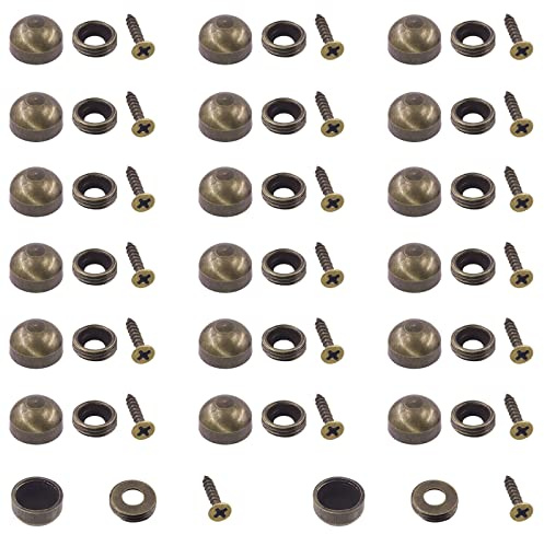 Keadic Lot de 60 Vis Décoratives Miroir Bronze Vintage 9mm, Cache-Vis Rétro pour Décoration Murale et Supports Publicitaires