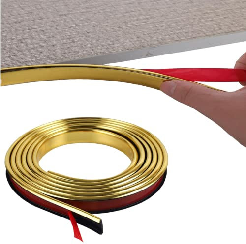 Furniture Veneer Edge Tape Edging, Kantenband, Kantenumleimer Selbstklebend, U-Förmig PVC Kantenumleimer für Schrankreparatur, Möbelrestaurierung und Renovierung (2m*12mm,Gold)