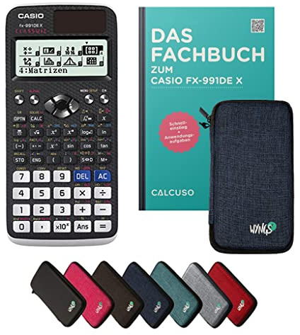 Casio fx-991DE X inkl. Schutztasche Blau & Fachbuch (128 Seiten, DIN A5) – Wissenschaftlicher Rechner – Smart Set