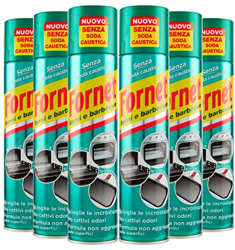 Fornet - Sgrassatore Spray per Forni e Barbecue, Formula non Aggressiva, Senza Soda Caustica, 300ml x 6 Pezzi