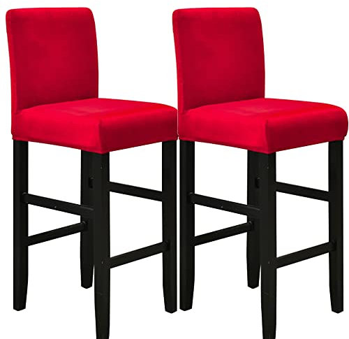 Meigeh Barhocker Bezüge Samt Esszimmer Bar Stuhlhussen Stretch Stühle Überzüge für Barhocker Stuhlbezüge 2 Stück Rot