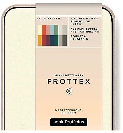 schlafgut Frottex Spannbettlaken 120x200cm bis 130x200cm – Yellow Light - 75% Baumwolle, 25% Polyester, Oeko-TEX Zertifiziert - Matratzenhöhe bis 25 cm