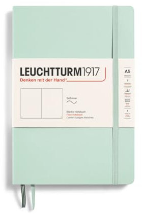 LEUCHTTURM1917 367271 Notizbuch Medium (A5), Softcover Schreibbuch, 123 nummerierte Seiten, Mint Green, blanko