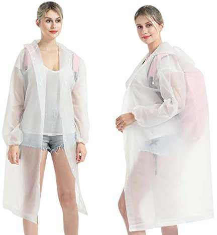 Colexy Regenponcho mit Kapuze, Wasserdicht Regenjacken Regencape Unisex, Wiederverwendbar Regenponcho Fahrrad Poncho Multifunktionaler Regenmantel für Wandern Radfahren Camping und Reisen (Weiß)