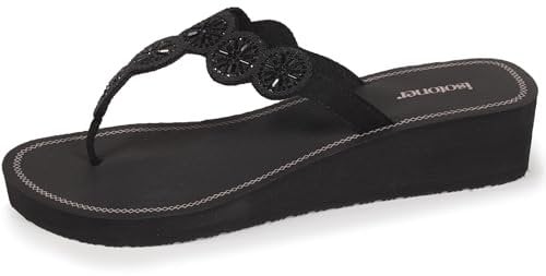Isotoner Tongs femme à talon 4 cm et détail perles