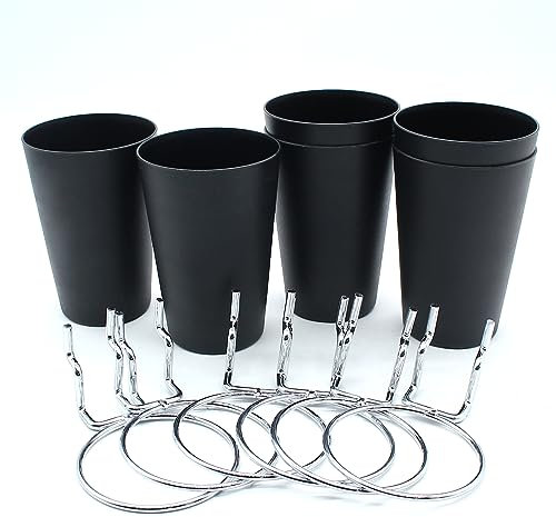 Moicstiy Set di 6 contenitori per pannelli forati con anelli, ganci ad anello con pannelli forati e portabicchieri, organizer per arte e artigianato (nero)