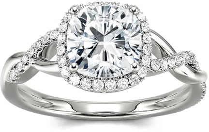 Molioaki Verlobungsring Damen 925 Sterling Silber Silberringe Kissen Stein quadratisch Ehering Trauring Frauen 1ct 5A Zirkonia Verlobungsringe mit Geschenkbox Verlobung Hochzeit Geschenk-50