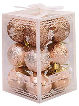 Weihnachtskugeln Schöne Christbaumkugeln 12 Stück Weihnachtsbaum Weihnachtskugeln Dekorationen Kugeln Party Hochzeit Ornament Hängeampel Für Christbaumschmuck für Weihnachtsbaum (Beige, One Size)