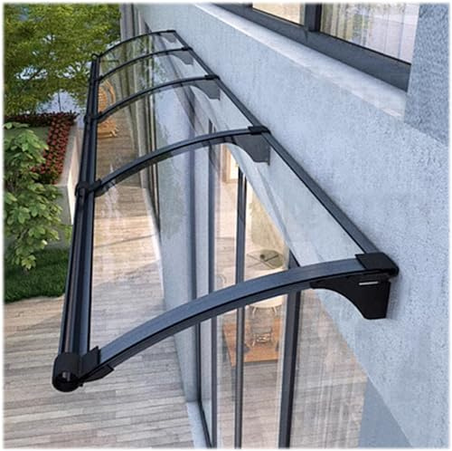 Zlovne Auvent de Porte Aluminium,Marquise de Porte d’Entrée en Polycarbonate Transparent,Auvent Marquise d'Entrée de Bloc UV de 99,99%,Terrasse Toit Abri Banne Protection (45x260cm/18 x102)
