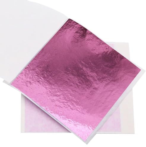 QIUMING 100 Stück Blatt rosa Goldblatt-Imitation Splitterfolienpapiere DIY Kunsthandwerk Design Verpackungsmaterial Lebensmitteldekoration