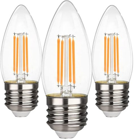 BHMAOYN 12V 24V LED E27 Ampoule à vis,4W=40W,Blanc Chaud 2700K 12-24V Antique Rétro Candelabra C37 E27 LED Lights,Pour voitures,Camping-cars,Yachts,Bateaux à vapeur,Caravanes,Bateaux,Lot de 3