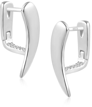 Ohrringe Silber 925 Creolen Kleine, ALEXCRAFT Hypoallergen Damen Ohrringe Kleine Sterling Silber 925 Creolen Glitzer Asymmetrische Ohrringe Breit Kleine Schläfer Huggie Kreolen Creolen Silber Damen