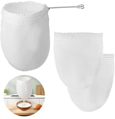 Thailändischer Teefilter,ultrafeines Netz-Siebbeutel mit Griff, Thai-Stil,Musselin, Baumwolle,Siebbeutel,wiederverwendbar,Nussmilch,Teesieb zum Abseihen von Nussmilch,Kaffee,Milch,Säften