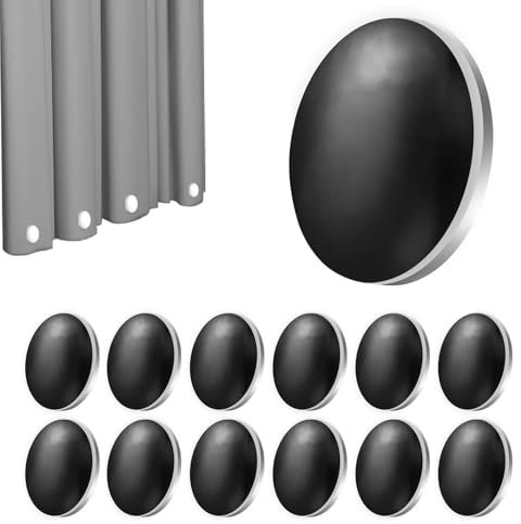 Duschvorhang Gewichte, 12 Paar Tischdeckenbeschwerer, 4cm Vorhang Beschwerer Outdoor Duschvorhang Magnet für Dusche Fenster Vorhang Tischdecken (Schwarz Runde)