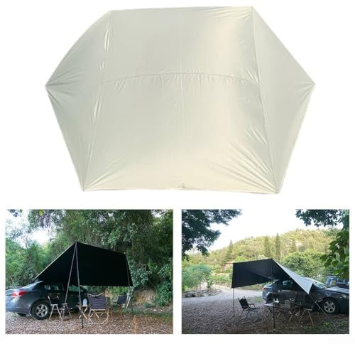 3x2m Camping Tent Tarp, Waterproof Oxford Cloth Rooftop Tarp Car Awning Sun Shelter Car Side Awning Tent with 4 Suction Cup Buckles