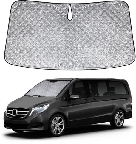 Sonnenschutz Frontscheibe Kompatibel mit Mercedes-Benz Vito 2014-2024, Auto Windschutzscheibe Sonnenschutz Innen, Faltbar Sonnenschirm UV Schutz Reflektierender Staub Schutz Sonnenschutzfolie