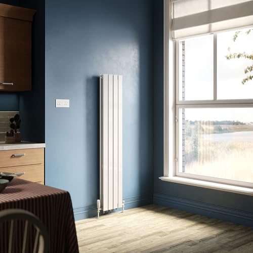 ZANOFIRA 1600 x 304 mm White Vertical Column Radiator Double Flat Panel Designer Tall Upright Radiators RAD