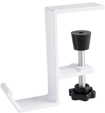 Clamp-On Desk Mount Bag Holder Hook Students' Desk Hook Women's Purse Hook with Adjustable Arm Clamp Backpack Handbag Headphones Holder Portable for Tables Heavy Duty Handbag Hanger Organizer