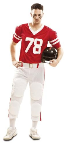 viving 225-159066 Rugby-Kostüm, rotes T-Shirt, Gürtel und Hose, Größe XXXL, XXL