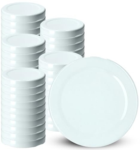 KADAX Schraubdeckel für Gläser, fi 38mm Ersatzdeckel, Twist-Off-Deckel aus Metall, Deckel für Einmachgläser, Flaschen und Sturzgläser, Schraubgläser (Weiß, 50 Stück)