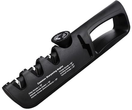 4-in-1 Messerschärfer mit Scherenschleifer, 6 Stufen Verstellbar Messerschleifer Profi, Manuelles Messer Schärfen Ergonomischer Griff, Zum Schärfen von Küchenmessern, Schere, Klingen Polieren