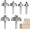 6pcs Cove Router Bit Set, 1/4 Shank,Radius 1/8, 3/16, 5/16, 3/8, 7/16, and 1/2, Cove Edging Cutter for Wood Edge Profiling, Molding