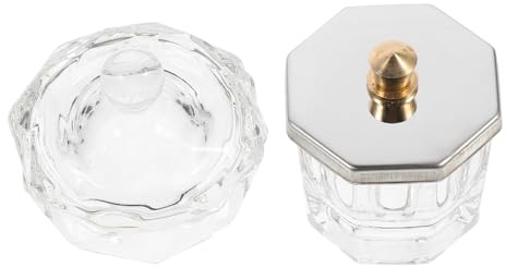 NOLITOY 2pcs Acrylic Liquid Powder Dish Diy Nail Art Crystal Cups Lid for Primer Nails Gel