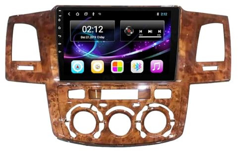 QXWRLD Fortuner HILUX Revo Vigo Android 10 2 DIN estéreo Radio de Coche 2004-2014 Marco de Caoba Reproductor Multimedia navegación GPS Reproductor Multimedia para Coche(T3 2G 32G)