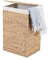 LANA S IN600 - Panier de rangement avec couvercle - 45 l - Sac intérieur en coton - En jonc de mer naturel - Panier à linge tressé - Fait à la main