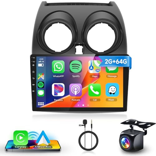 Hodozzy 2G+64G Android Car Stereo for Nissan Qashqai 2006-2016 with DSP Wireless Carplay Android Auto, 9 IPS Touchscreen Bluetooth Car Radio GPS WiFi FM/RDS USB SWC AHD Backup Camera