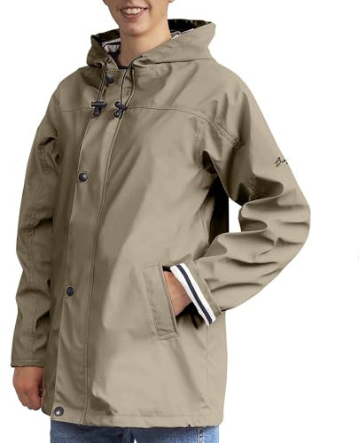 Breizh Ocean - Ciré Armor femme, manteau imperméable mixte, doublure à rayures de style marinière - du XS au 4XL (Sable).
