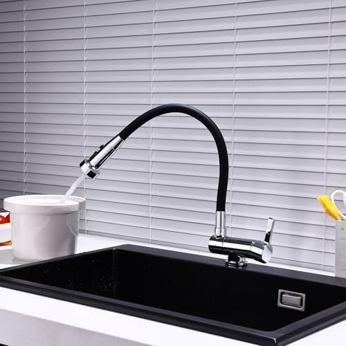 Robinet Cuisine Rabattable Laiton Mitigeur Évier avec Bec Rabattable, Robinet de Cuisine Chromé Robinet Mitigeur Cuisine Pliable avec 3 Jets Modes