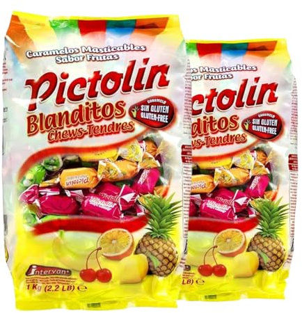 Pictolín (2 Pack) Blanditos - Caramelos masticables con sabor a frutas - Bolsa de 1kg