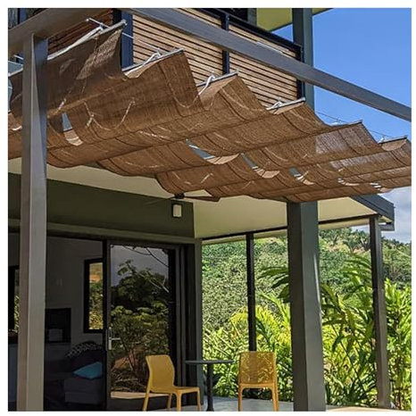 HBOOMOEM Wellen-Markise，Ausziehbares Wellen-Sonnensegel，Einziehbare Sonnensegel，U Shape Wave-Sonnensegel，Geeignet FüR WintergäRten, Weinkeller, Terrassen, InnenhöFe Usw.(W:1.3m/51iN*L:20m/65ft)