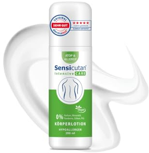 Sensicutan Intense Pflege (200 ml Körperlotion) | Für die Augenpartie, Sehr Ergiebig, Für Kontaktlinsen, Spendet Feuchtigkeit, Vegan, Ohne Parfum & Parabene