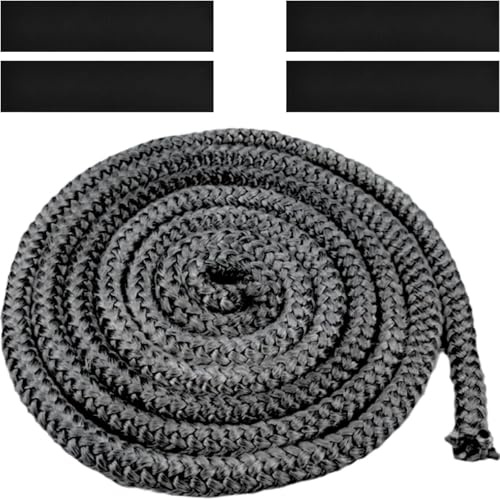 Powerruif Junta Puerta Chimenea, Cordón de Sellado para Chimenea Diámetro de 8 mm x longitud de 3 m Negro Cuerda de la Estufa Fumador Chimenea Quemador