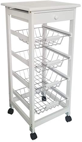 Mueble Gestion VERDULERO con 4 CESTAS 37X37X85 CM (Blanco)