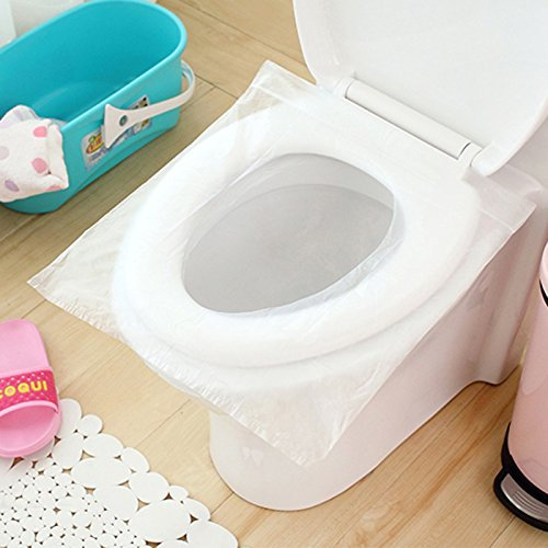 50Pcs Travel Safety Plastic Disposable Toilet Seat Cover mat Waterproof Toilet pad 40 * 48cm