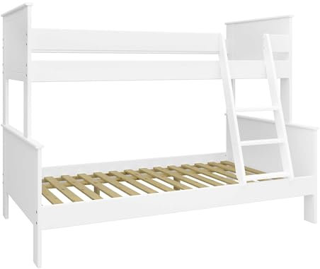 Hoppekids ALBA Familienbett, Doppelstöckig, MDF, 90/120 x 200 cm Liegefläche, inkl. Lattenrost, Weiß, 208 x 159 x 129 cm (B/H/T)