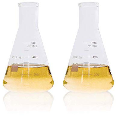 ULAB Scientific Enghals Glas Erlenmeyerkolben Set, 17oz 500ml, 3.3 Borosilikat mit gedruckter Graduierung, 2er-Pack, UEF1025