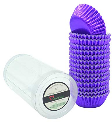 Mombake Mini Foil Cupcake Cases,Muffin Baking Cups(Purple, 300-Count)