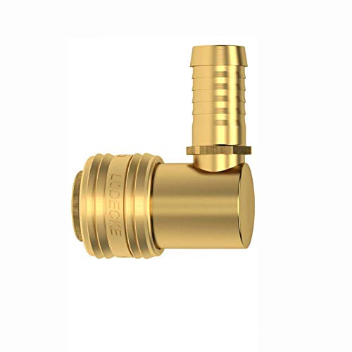 Druckluftkupplung Dose Messing NW 7,2 mit 90 Grad Winkel und Schlauchtülle 9mm