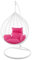 Kideo Komplettset: großer Hängesessel mit Gestell & Kissen, Korbsessel, Poly-Rattan (Korb & Gestell: weiß, Kissen: pink Nest (3333 hot pink))
