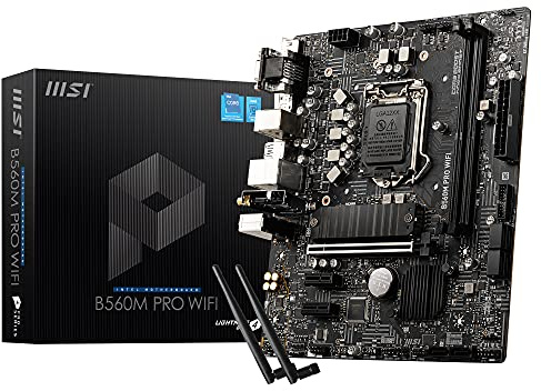 MSI B560M PRO WiFi Mainboard Micro-ATX, unterstützt Intel Core Prozessoren der 11. Generation, LGA 1200, 2 x DIMMs (5200MHz/OC), 1 x PCIe 4.0 x16, 1 x M.2 Gen4/3, 2.5G LAN, Wi-Fi 6