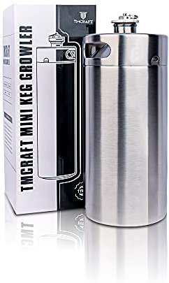 TMCRAFT 4 Liter Mini Growler Keg, tragbares Edelstahl-Bierfass mit sechskantem Spiraldeckel für Hausbrauen, Crafting und Fassbier